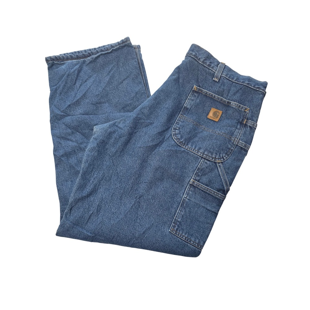 Carhartt Mens B200 DST Fleece Lined Washed Denim Dungaree Work Jeans 40x32 NWT